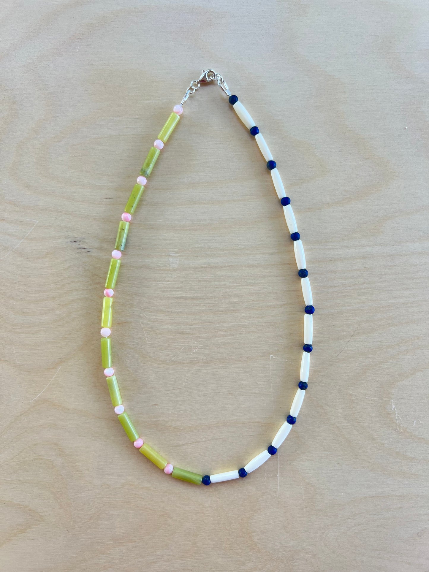 Two Face in Rose Quartz, Lapis, and Jade