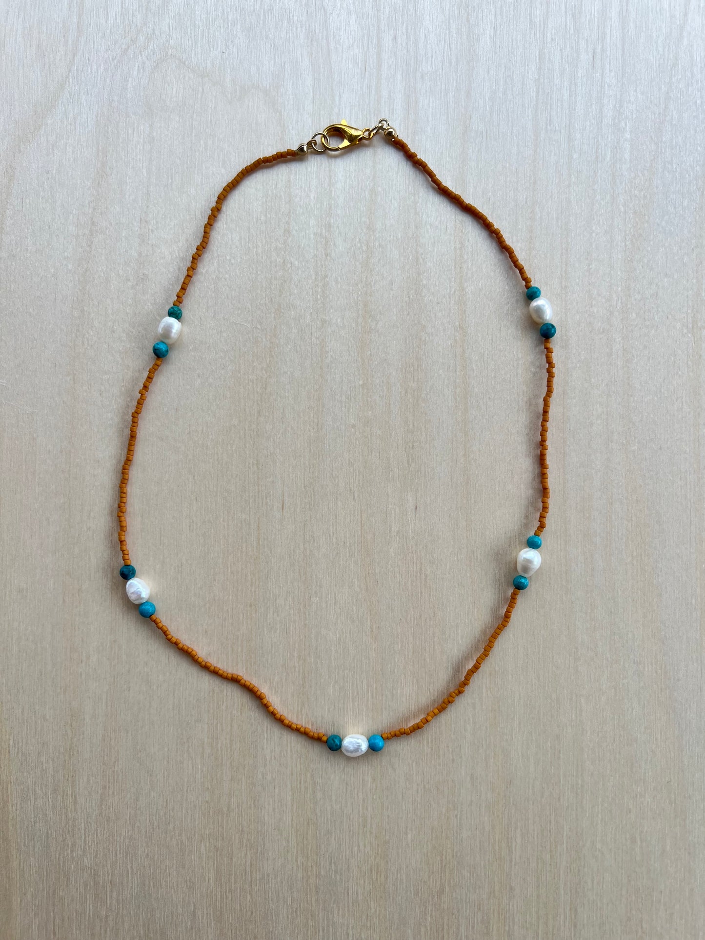 Seed Bead, Pearl & Turquoise Necklace