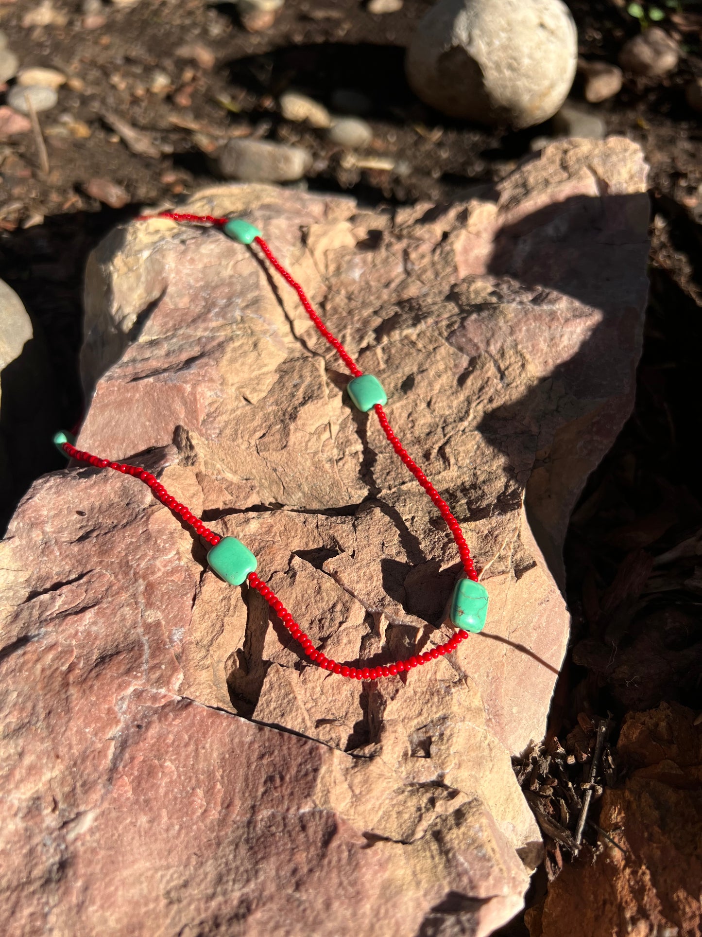 Seed Bead & Vintage Turquoise Necklace