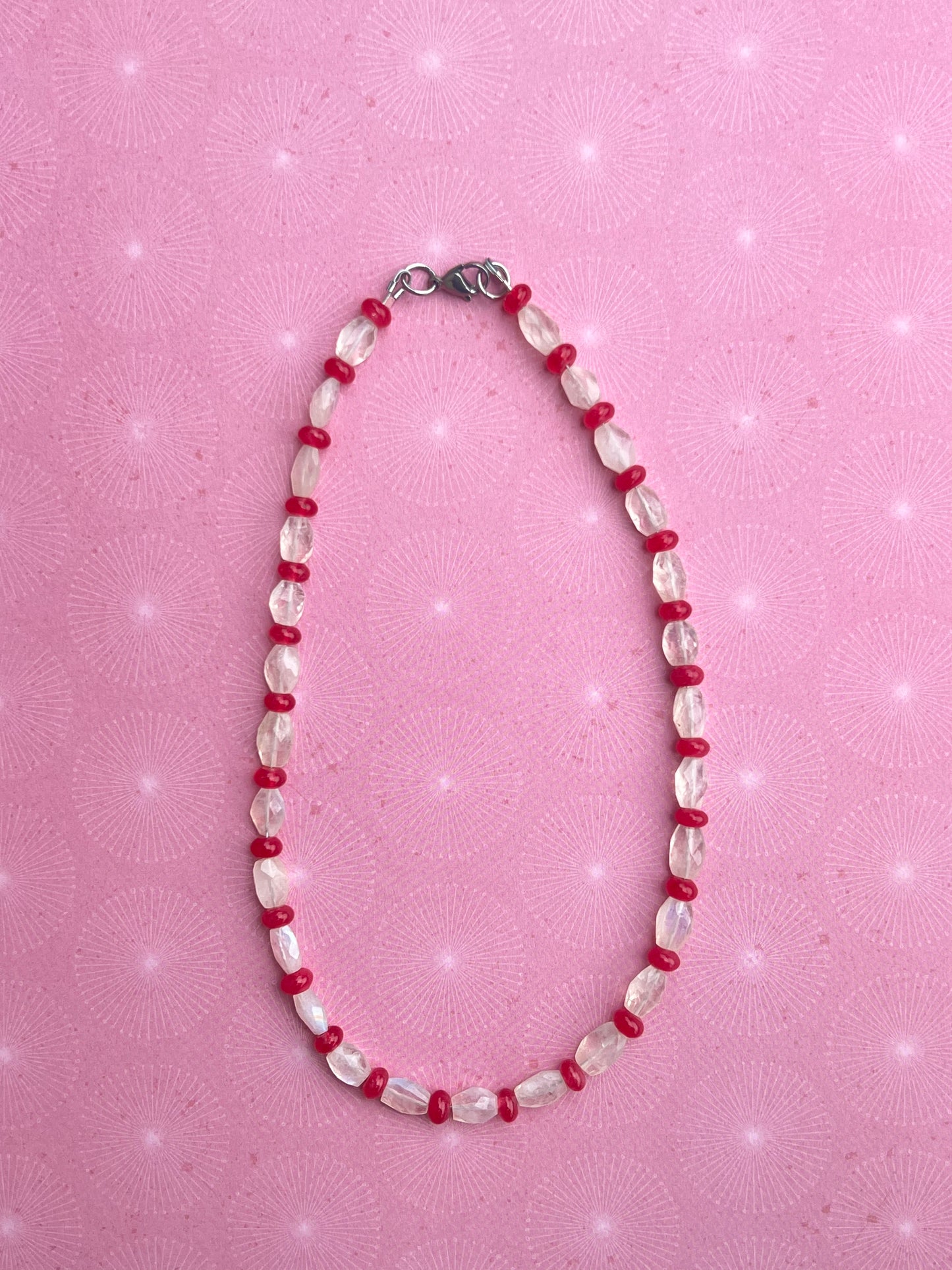 Moonstone and Cherry Agate Choker