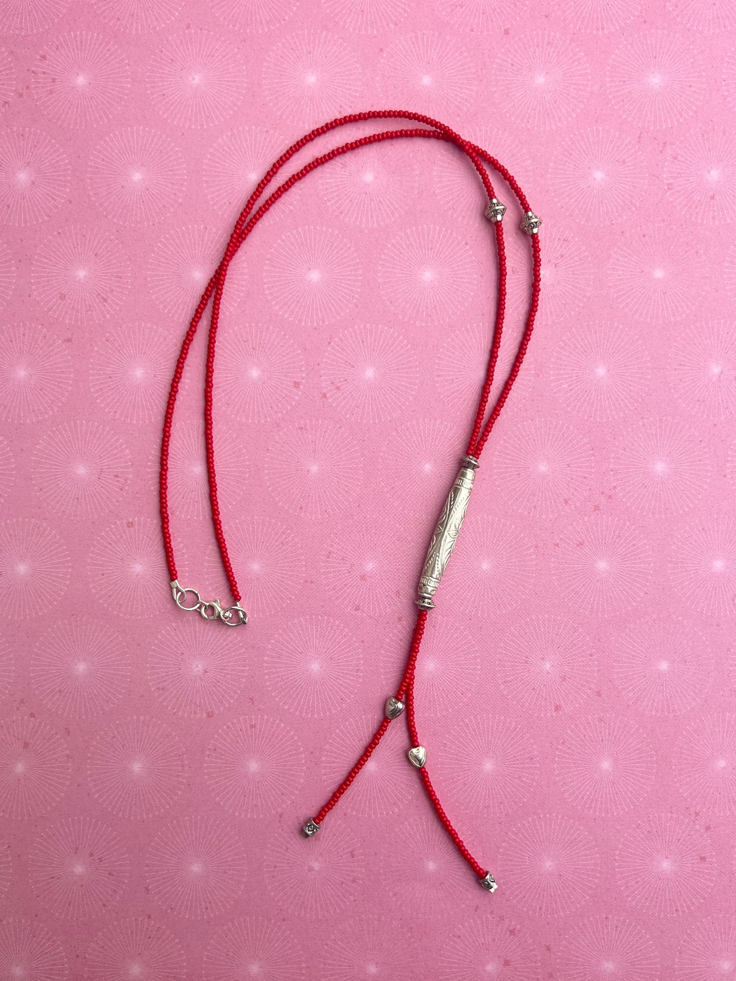 Red and Silver Bolo Tie