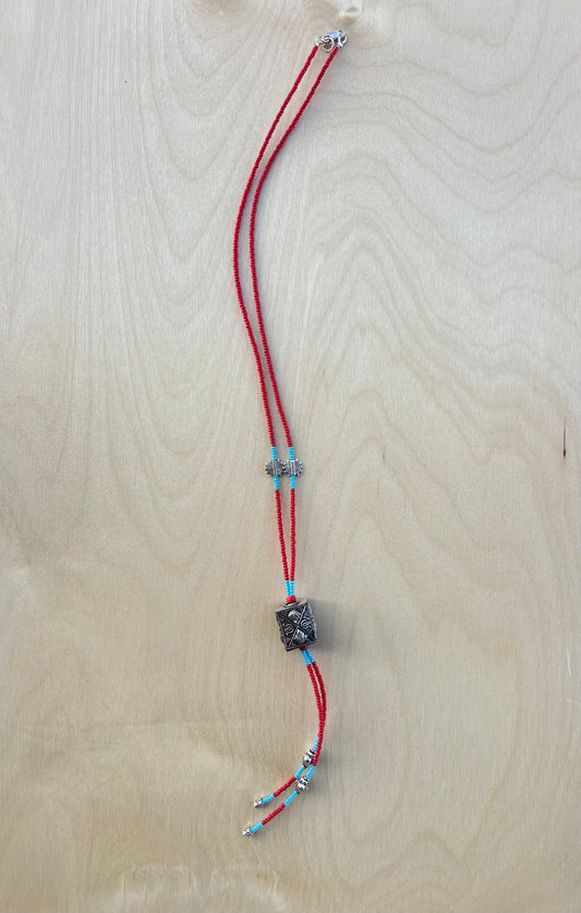 Bolo Tie with Bali Silver Box Bead