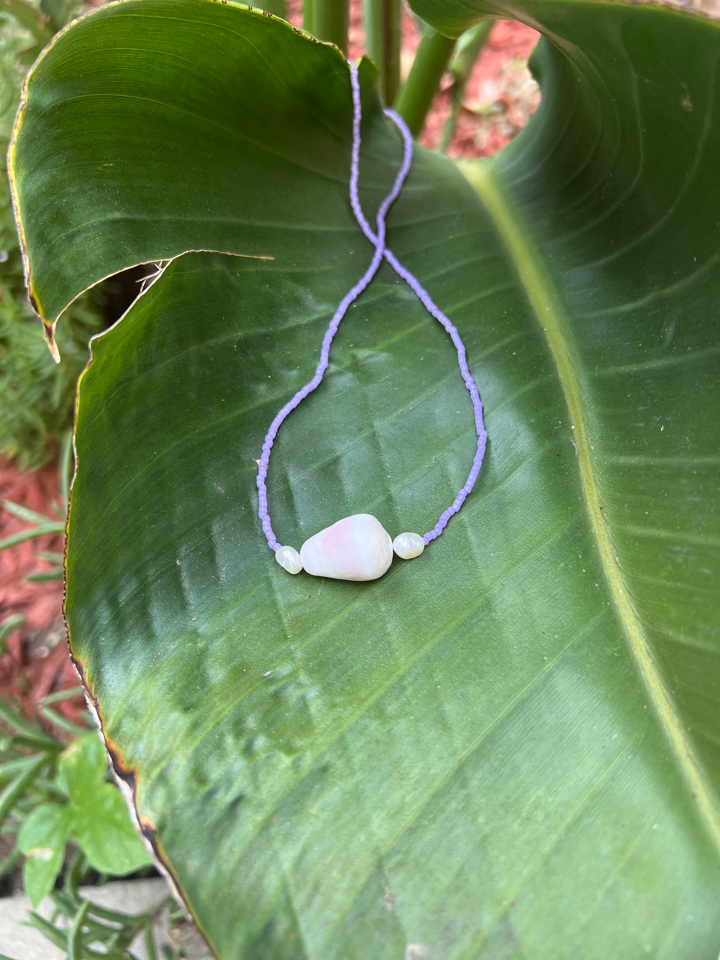 Purple Seed Beaded Pūpū ʻalā