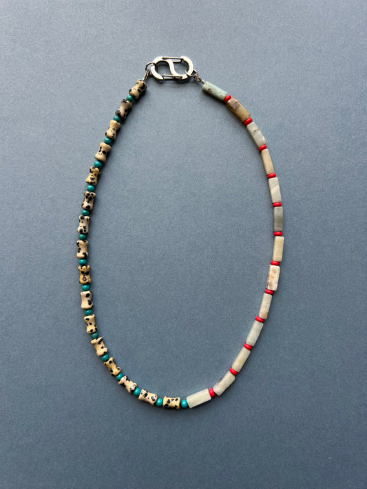 Two Face Dalmatian Jasper, Turquoise, And Amazonite
