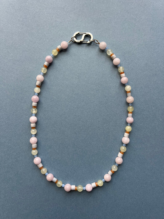 Pink Chalcedony and Jade Strand