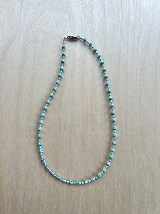 Seed Bead & Vintage Turquoise Stripe Necklace