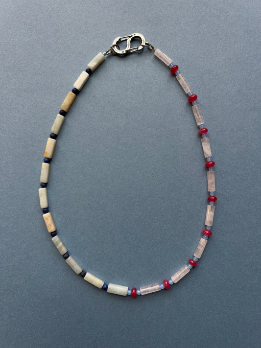 Two Face Amazonite, Lapis, Rose Quartz and Cherry Quartz