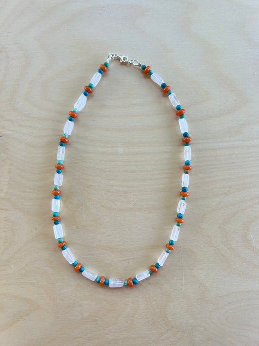 Rose Quartz, Turquoise, and Glass