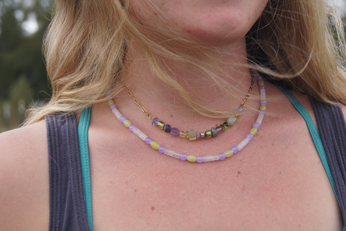 Rose Quartz and Lime Jade Strand