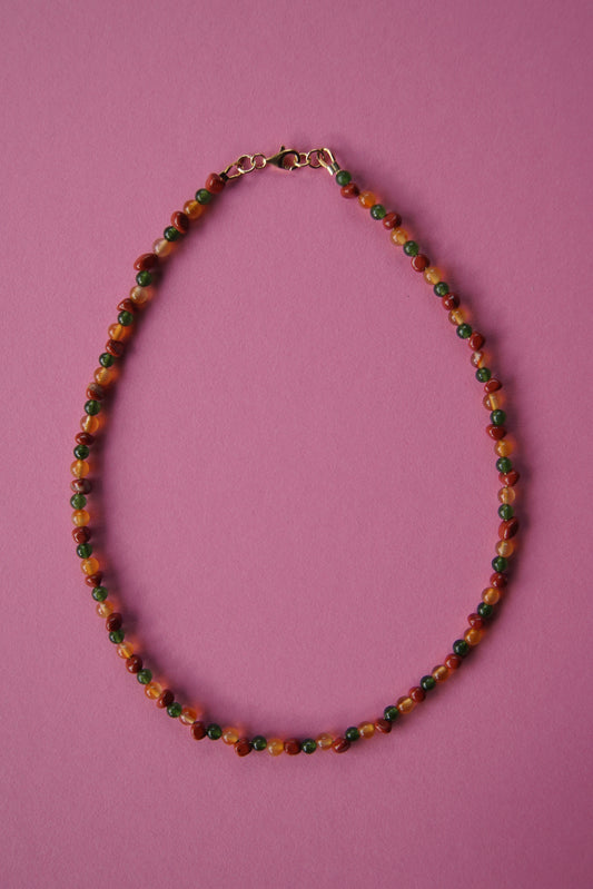 Jade, Citrine, and Red Jasper Strand