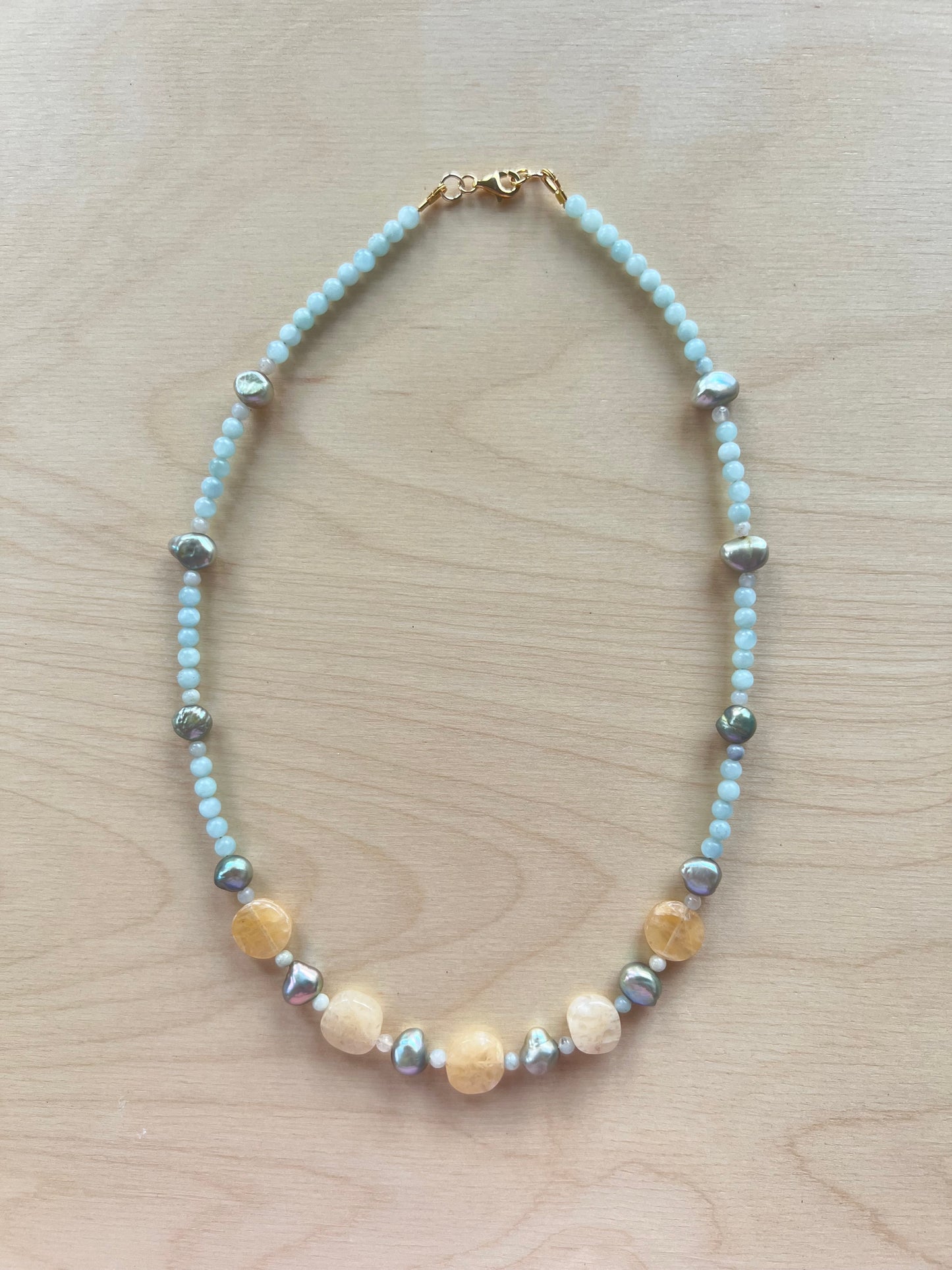 Aquamarine, Citrine, and Pearl
