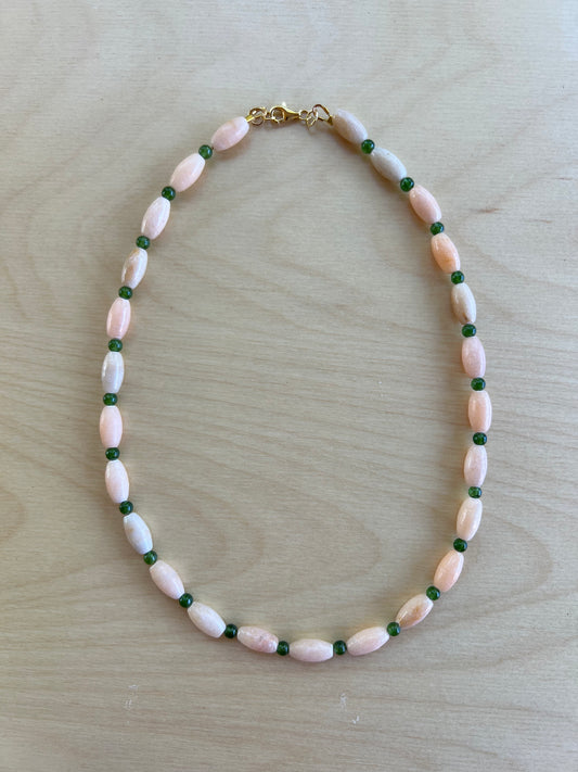 Peach Aventurine and Nephrite Jade