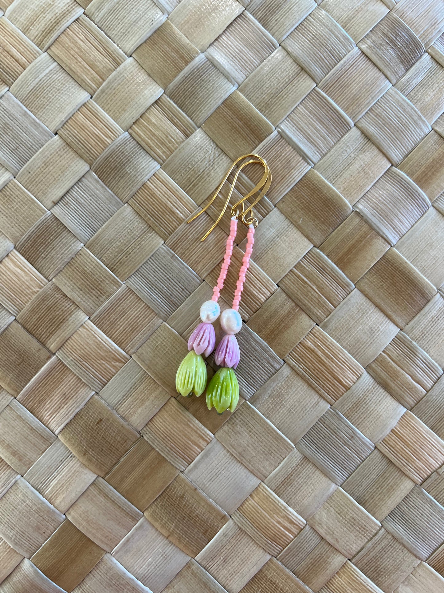 Double Drop Pikake & Pearl Earrings