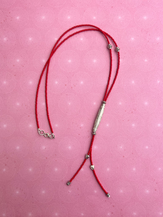Red and Silver Bolo Tie