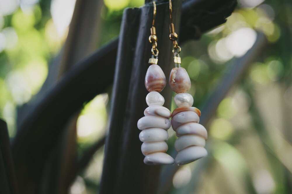 Puka and Pink Cone Earrings